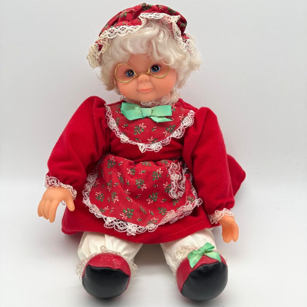 Vintage Santas Best Mrs Claus Plush Doll Sitting Christmas Holiday Decoration